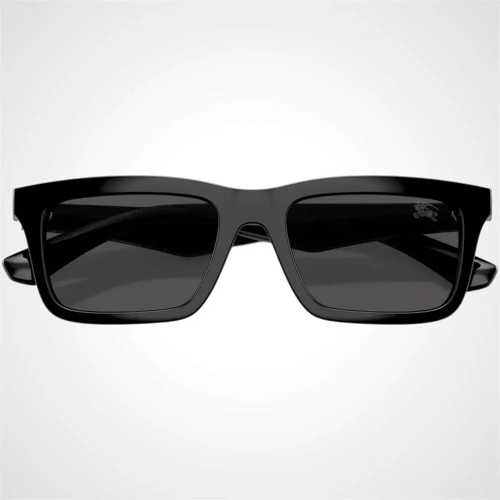 New Burberry Sunglasses Black Square Interior Classic Check Arms 53mm Gray Lens - Picture 4 of 7